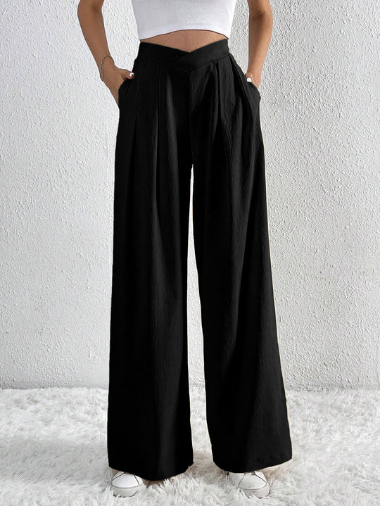 Damen hohe Bund Culotte-Hose mit Faltenlegung und weitem Bein Shop Nory