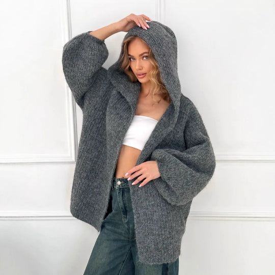 Damen Oversized Strickjacke mit Kapuze Shop Nory