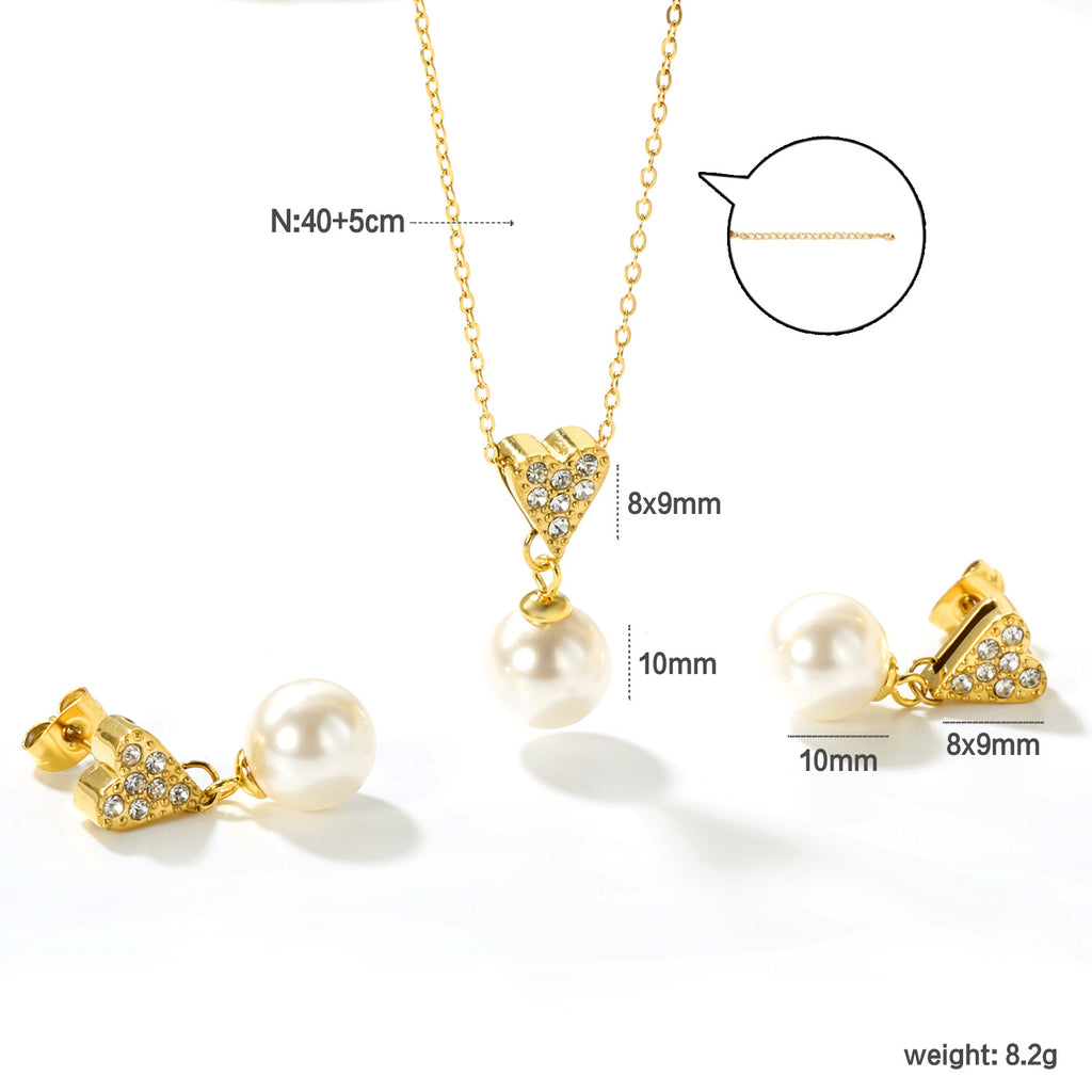 Damen Modeschmuckset mit eleganter Perlensilhouette und funkelnden Zirkonia Shop Nory