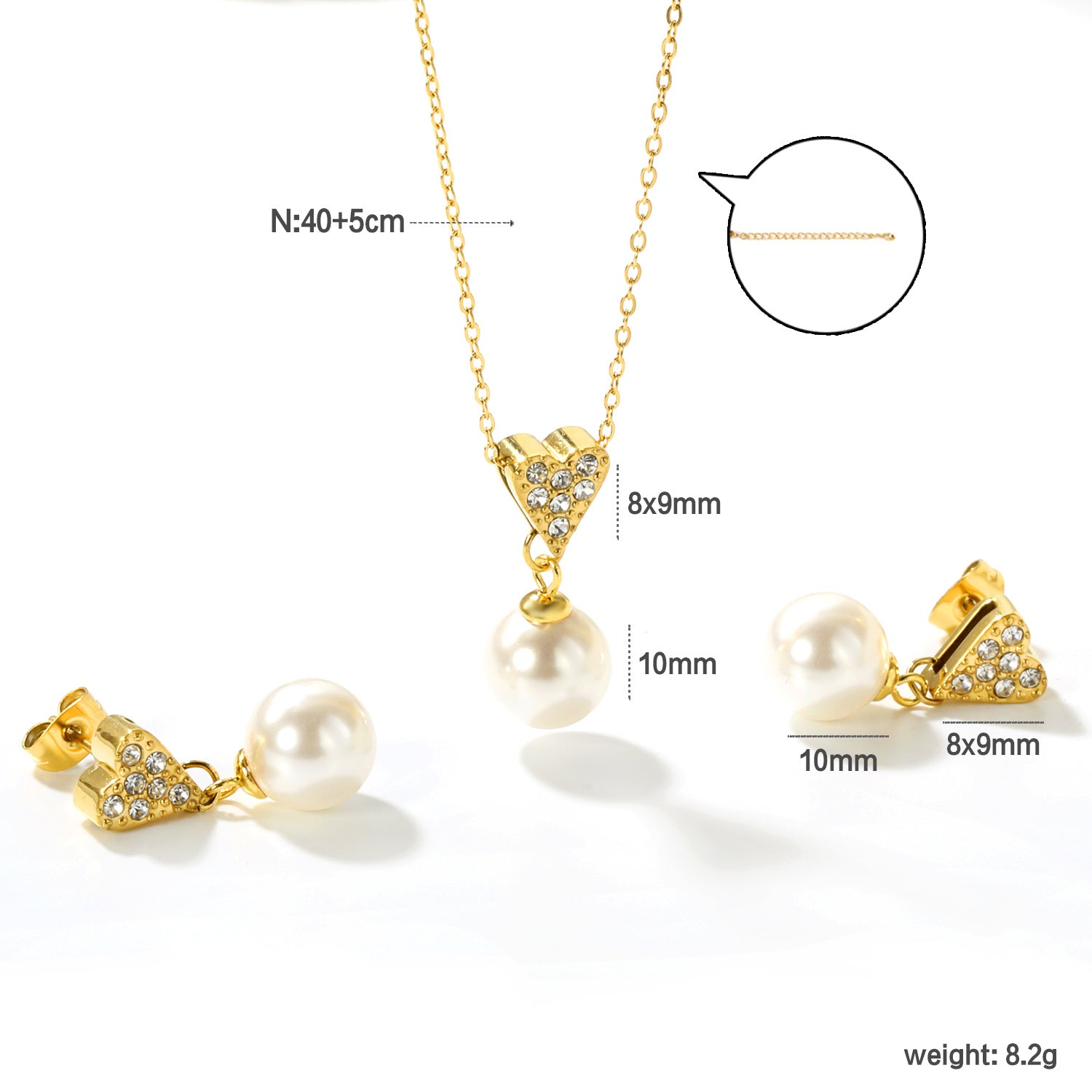 Damen Modeschmuckset mit eleganter Perlensilhouette und funkelnden Zirkonia Shop Nory