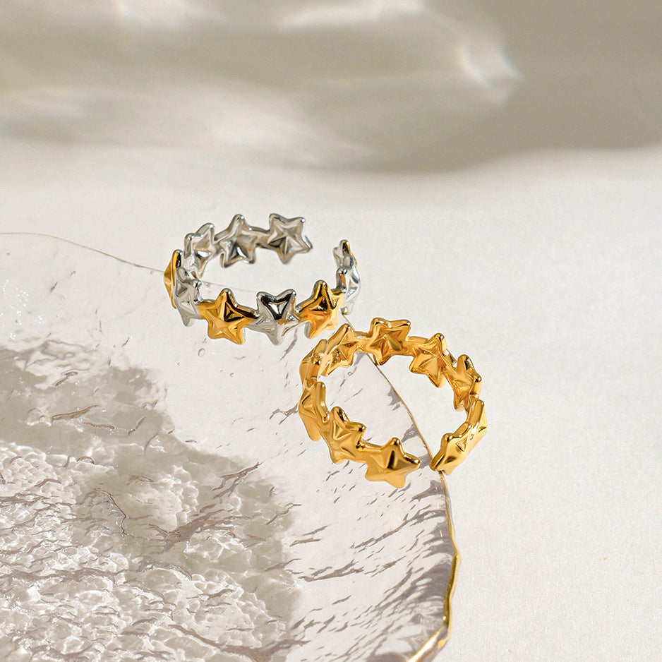Damen Offener Ring mit modernem, geschwungenem Design aus hochwertigem Edelstahl Shop Nory