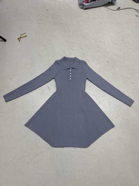 Damen nan geripptes Polokleid mit taillierter Miederform und ausgestelltem Volantrock Shop Nory