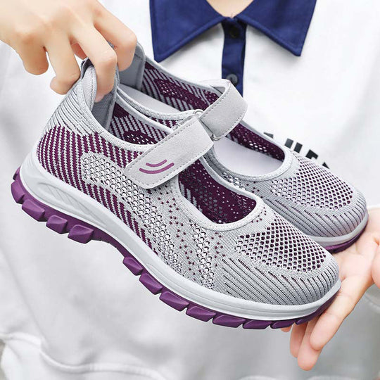 Damen Komfortable Ballerinas mit flexiblem Klettverschluss