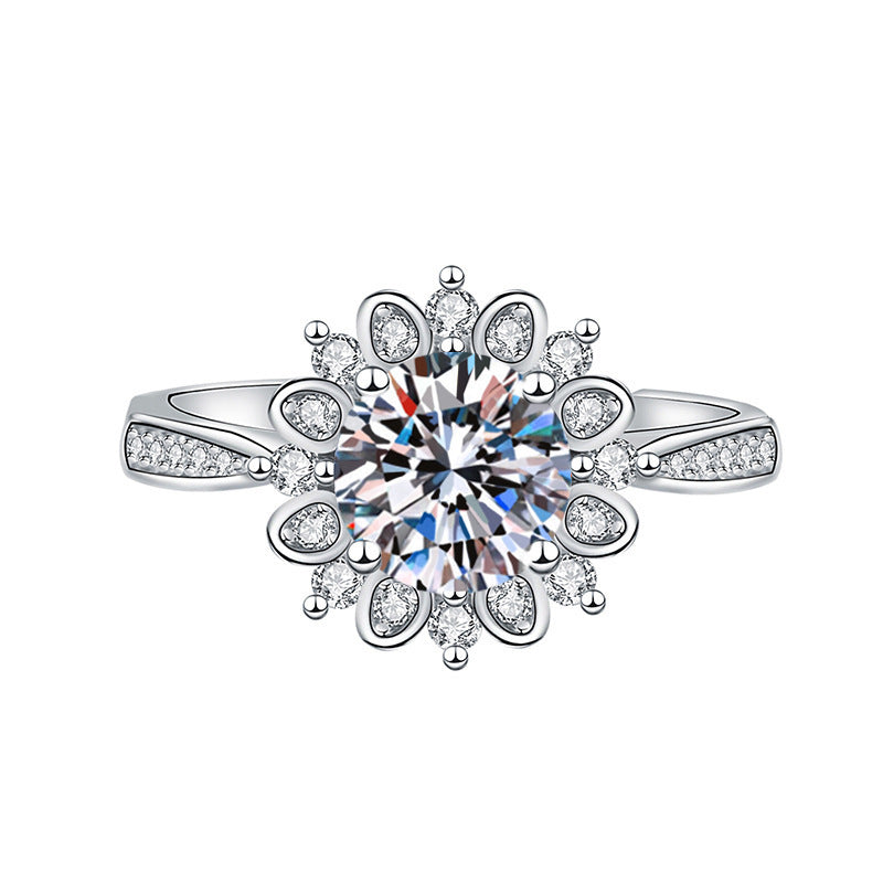 Damen funkelnder Blumenschmuckring mit Zirkonia Shop Nory