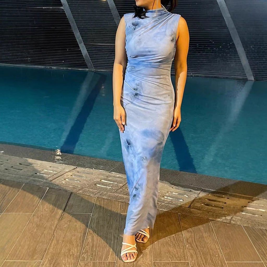 Damen elegantes Maxikleid mit Rüschen und asymmetrischem Schnitt Shopnory