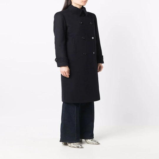 Damen Figurnaher Zweireihiger Wollmix-Longcoat mit fallendem Revers Shop Nory