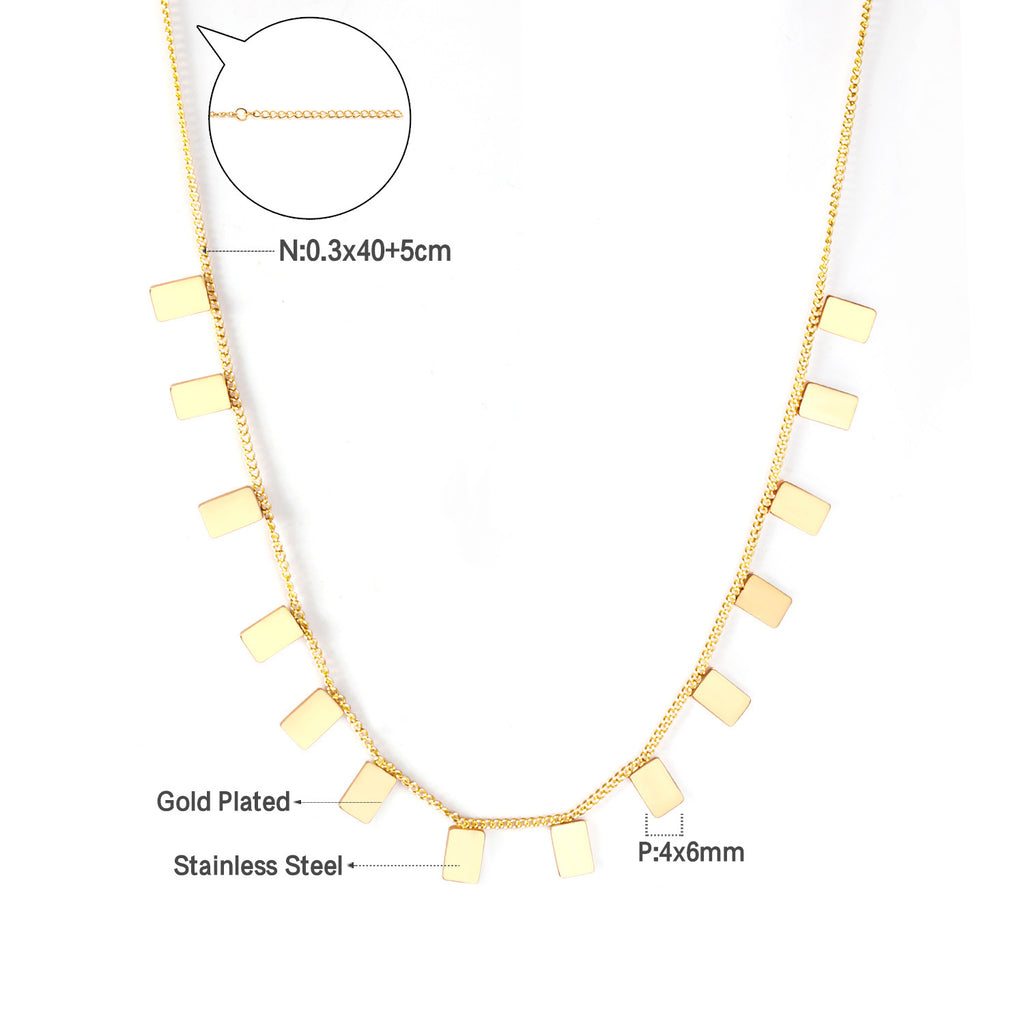 Damen elegante Goldplattierte Halskette mit geometrischen Anhängern Shop Nory