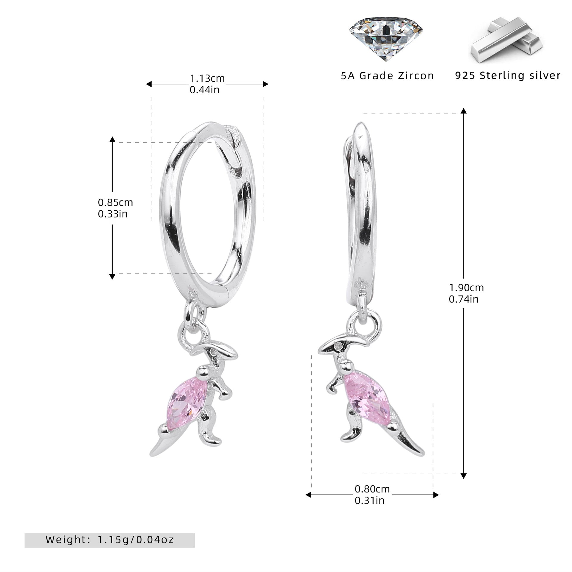 Damen Ohrringe im kreativen Känguru-Design aus 925 Sterling Silber Shop Nory