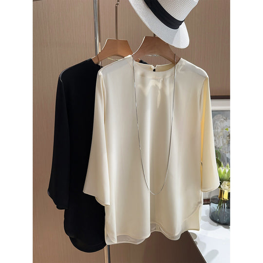 Damen Elegante und luftige Bluse mit drei Viertel-Ärmeln Shop Nory