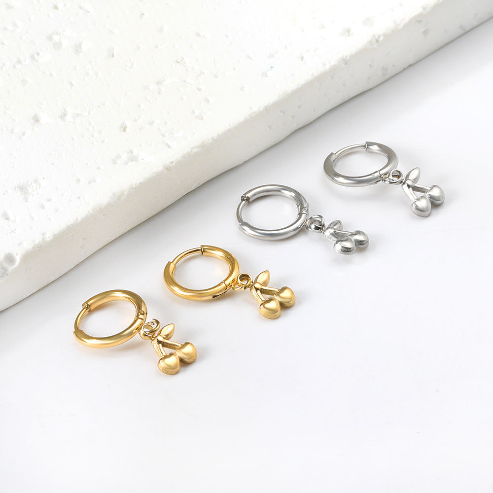 Damen Hängende Ohrstecker mit Kirschmotiven Shop Nory
