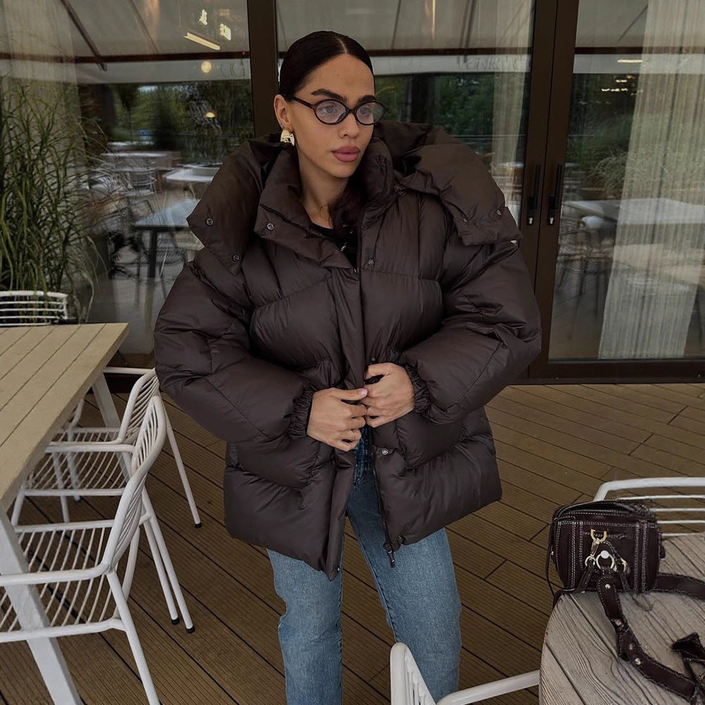 Damen Oversize Steppjacke mit hohem Schalkragen und wattierter Füllung Shop Nory