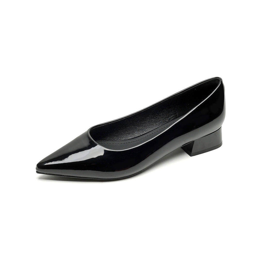 Damen elegante Ballerinas mit spitzem Zehenbereich und komfortablem Blockabsatz