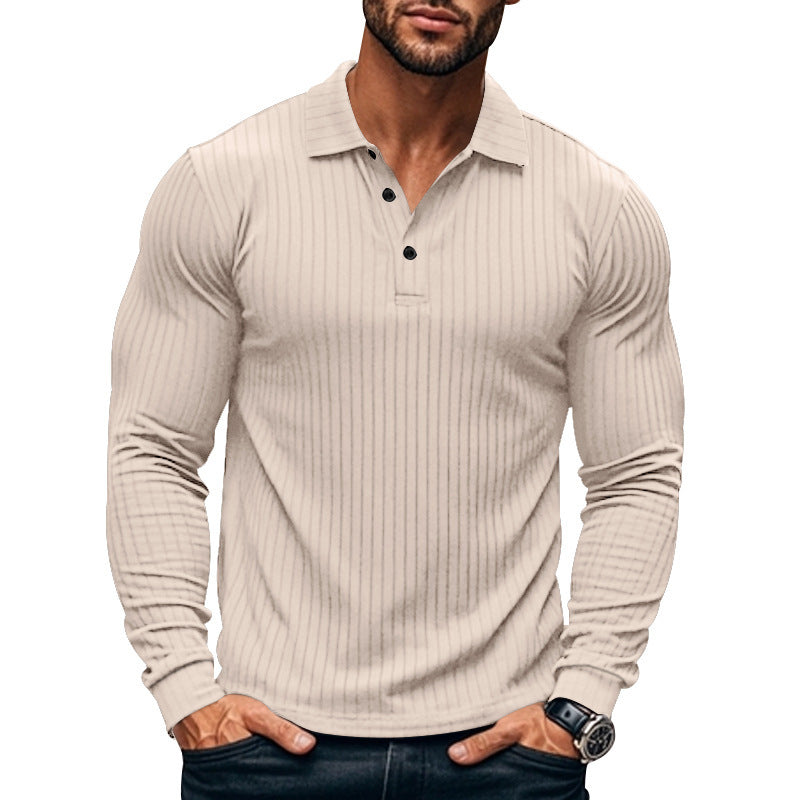 Herren Langarm-Henley-Shirt mit strukturiertem Rippenmuster