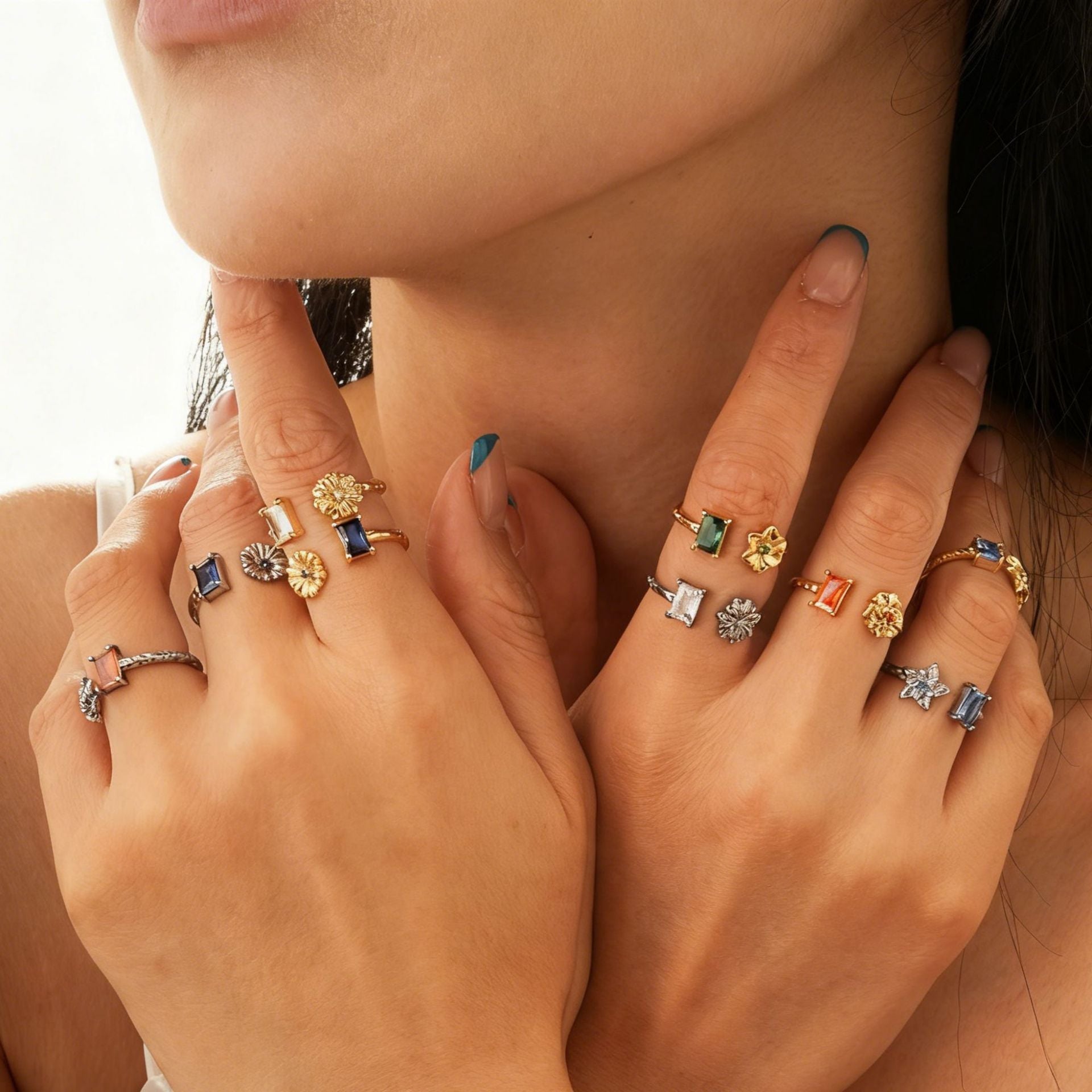 Damen eleganter Ring mit bunten Akzenten Shop Nory