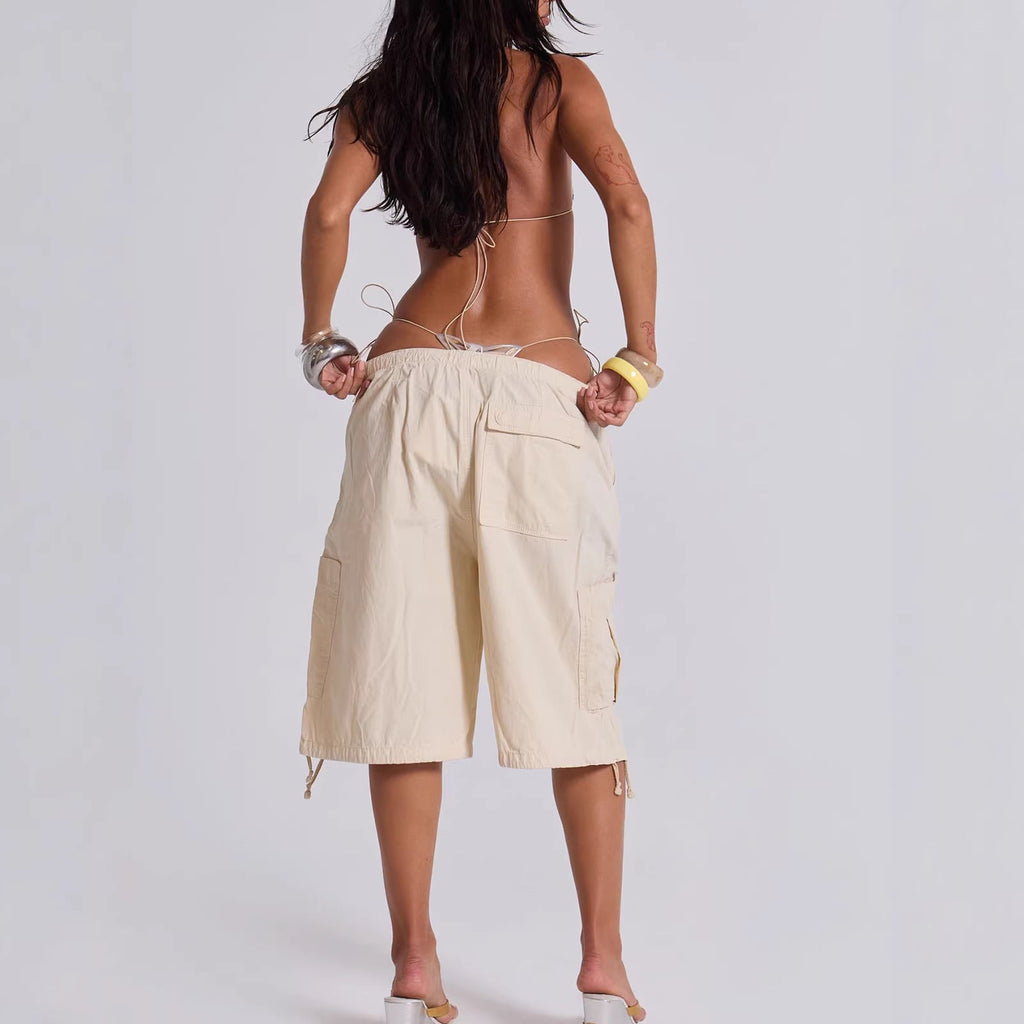 Damen lässige kurze Cargo-Shorts mit verstellbarem Bund und praktischen Taschen
