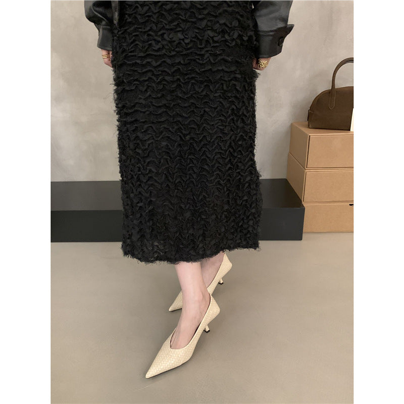 Damen Elegante spitz zulaufende Flechtleder-Pumps mit sculpted Kitten-Absatz Shop Nory
