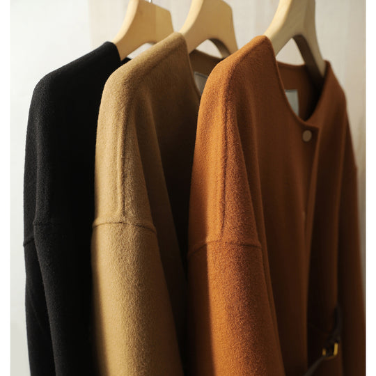 Damen Lässiger und eleganter Wollmantel mit Gürtel Shop Nory