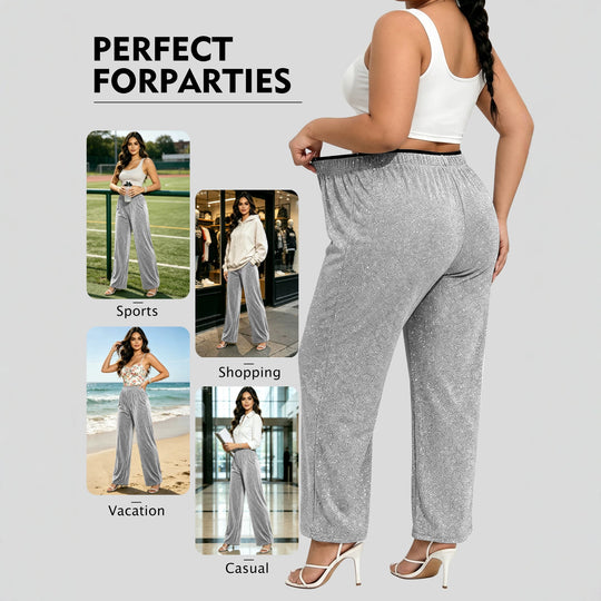 Damen Glitzernde Palazzo-Loungehose mit elastischem Komfortbund Shopy Nory