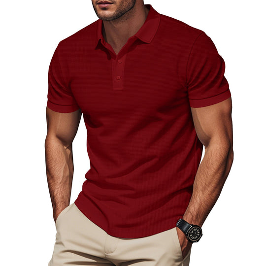 Herren nan elegantes Struktur-Poloshirt mit Kentkragen, kurzer Knopfleiste und atmungsaktivem Stretchjersey
