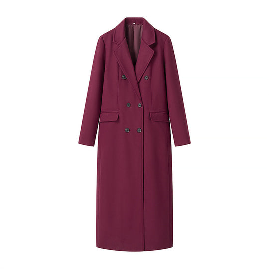 Damen Extra­langer Wollmix‑Mantel mit Doppelreihiger Knopfleiste, Reverskragen und Pattentaschen Shop Nory