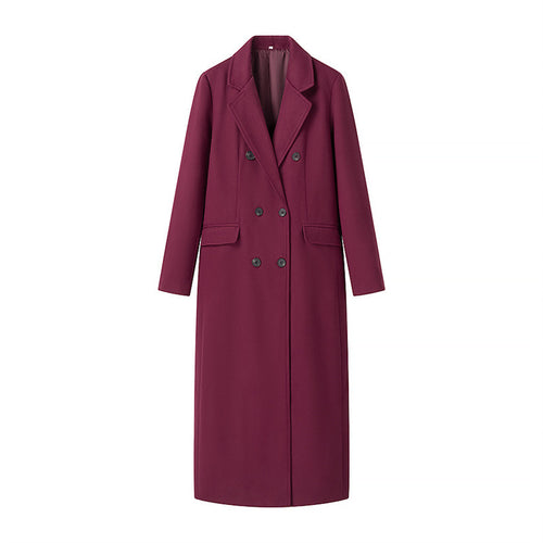 Damen Extra­langer Wollmix‑Mantel mit Doppelreihiger Knopfleiste, Reverskragen und Pattentaschen Shop Nory