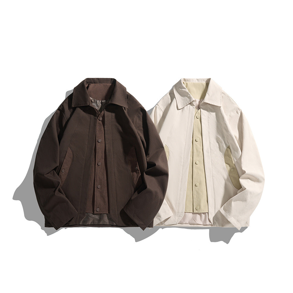 Herren leichte Freizeitjacke mit Hemdkragen, Druckknopfleiste und verdeckten Nahttaschen Shop Nory