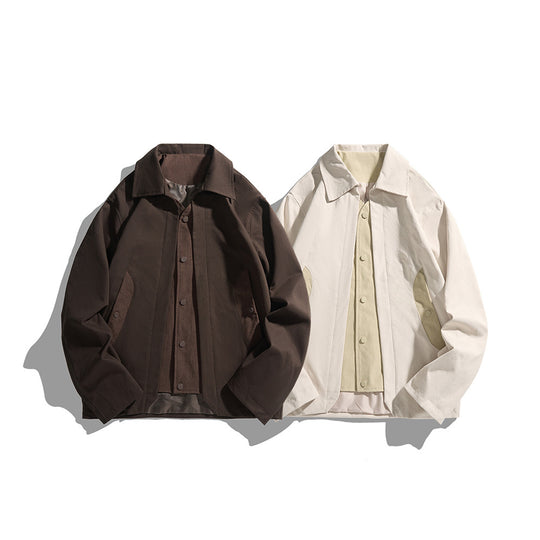 Herren leichte Freizeitjacke mit Hemdkragen, Druckknopfleiste und verdeckten Nahttaschen Shop Nory