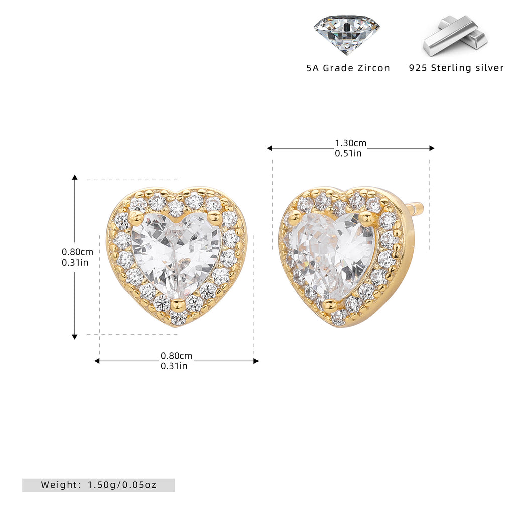 Damen Ohrstecker im herzförmigen Design aus hochwertigem 925 Sterling Silber mit funkelndem Zirkon Shop Nory