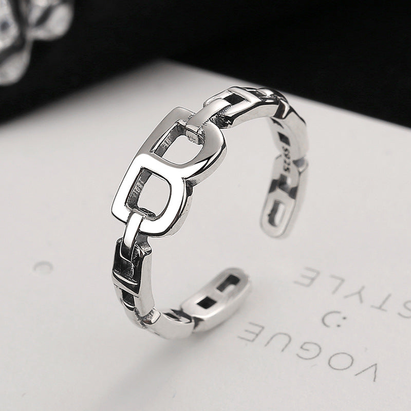 Damen Offener Ring mit modernem Kettenmuster Shop Nory