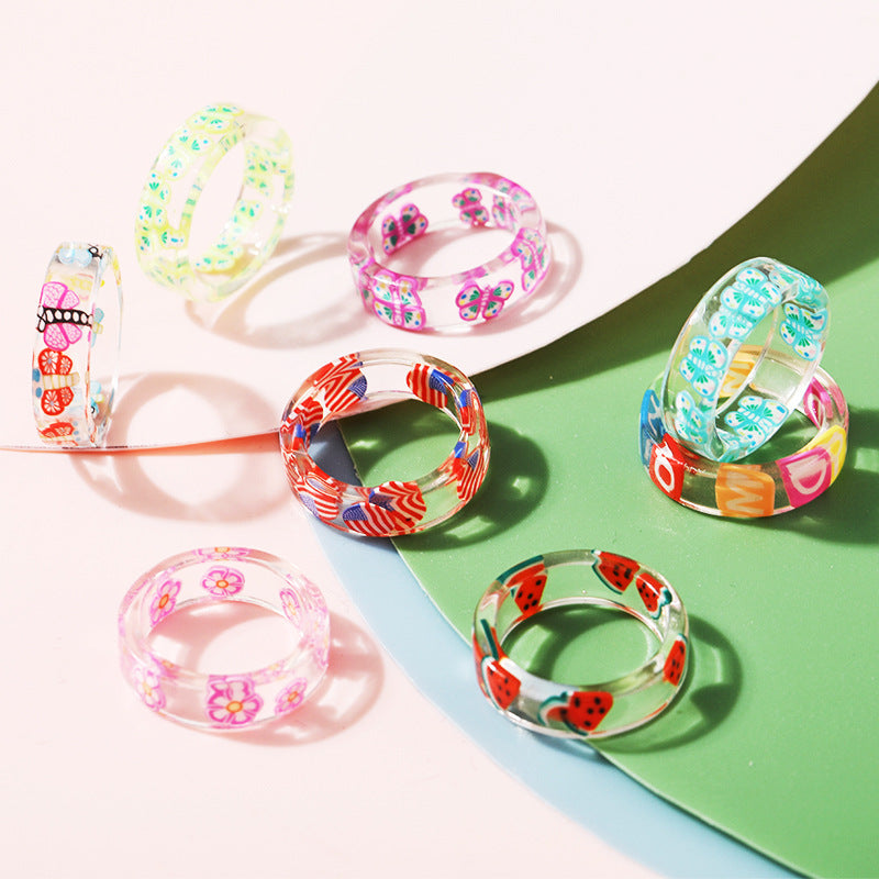 Damenring aus hochwertigem Acryl mit stilvollem Citrus-Design Shop Nory