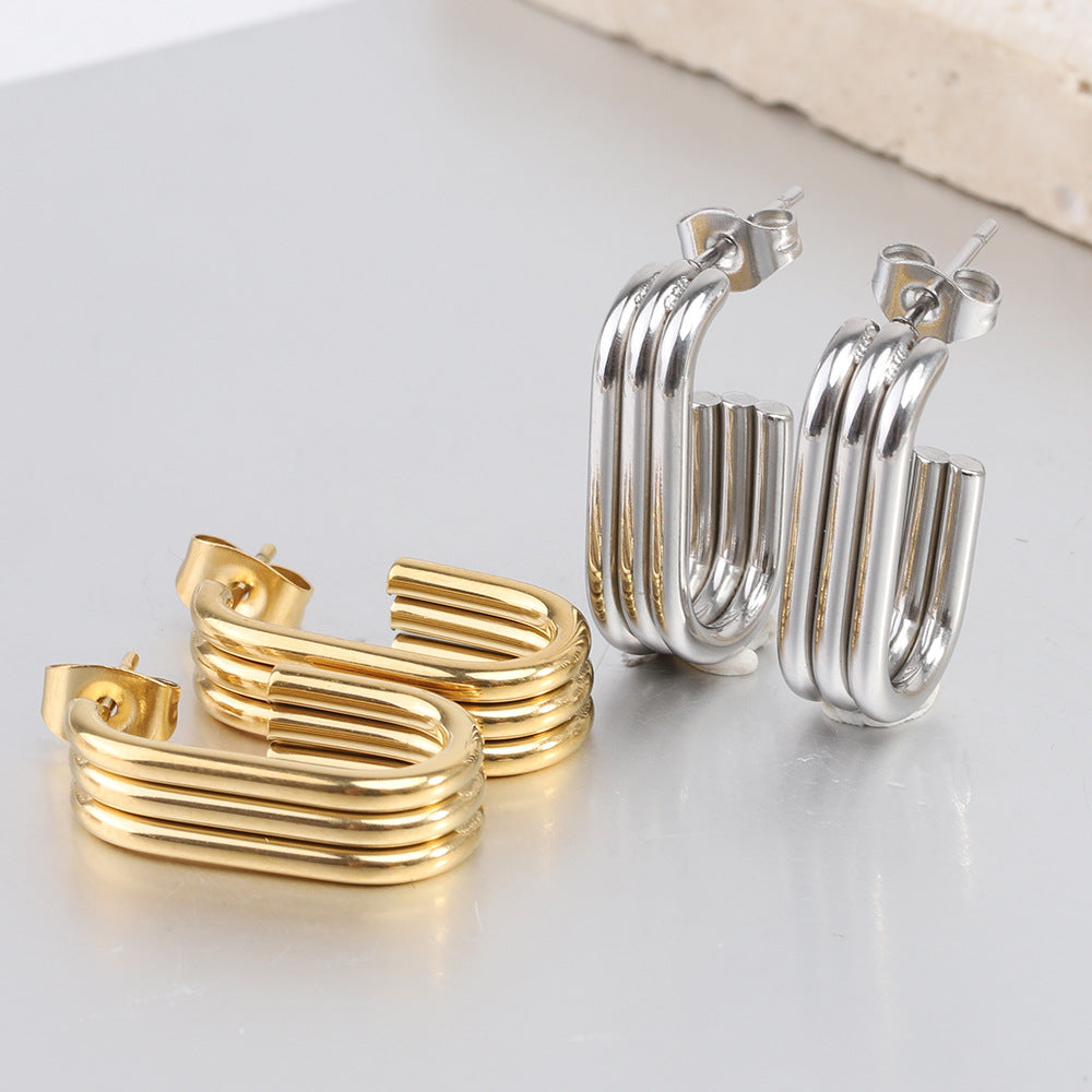 Damen Modernes geometrisches Hoops-Design Ohrstecker Shop Nory