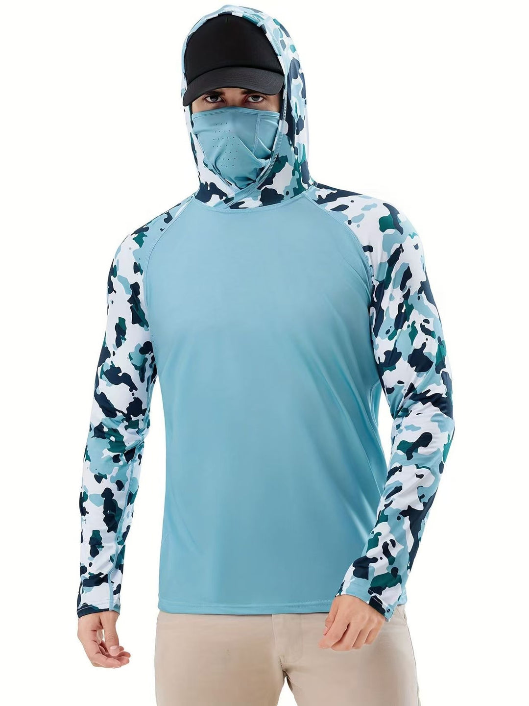 Herren Sportliches Funktionsshirt mit Kapuze und Gesichtsschutz