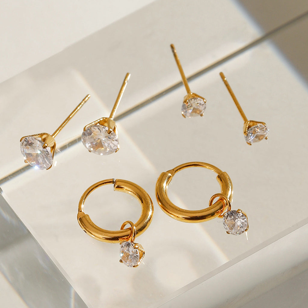 Damen Ohrring Set mit funkelnden Zirkonia und hypoallergener Edelstahlverarbeitung Shop Nory