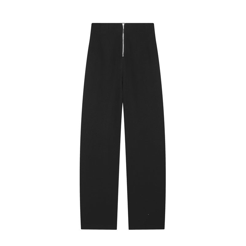 Damen Hochtaillierte weite Stoffhose mit geradem Bein und verdecktem Bund Shop Nory