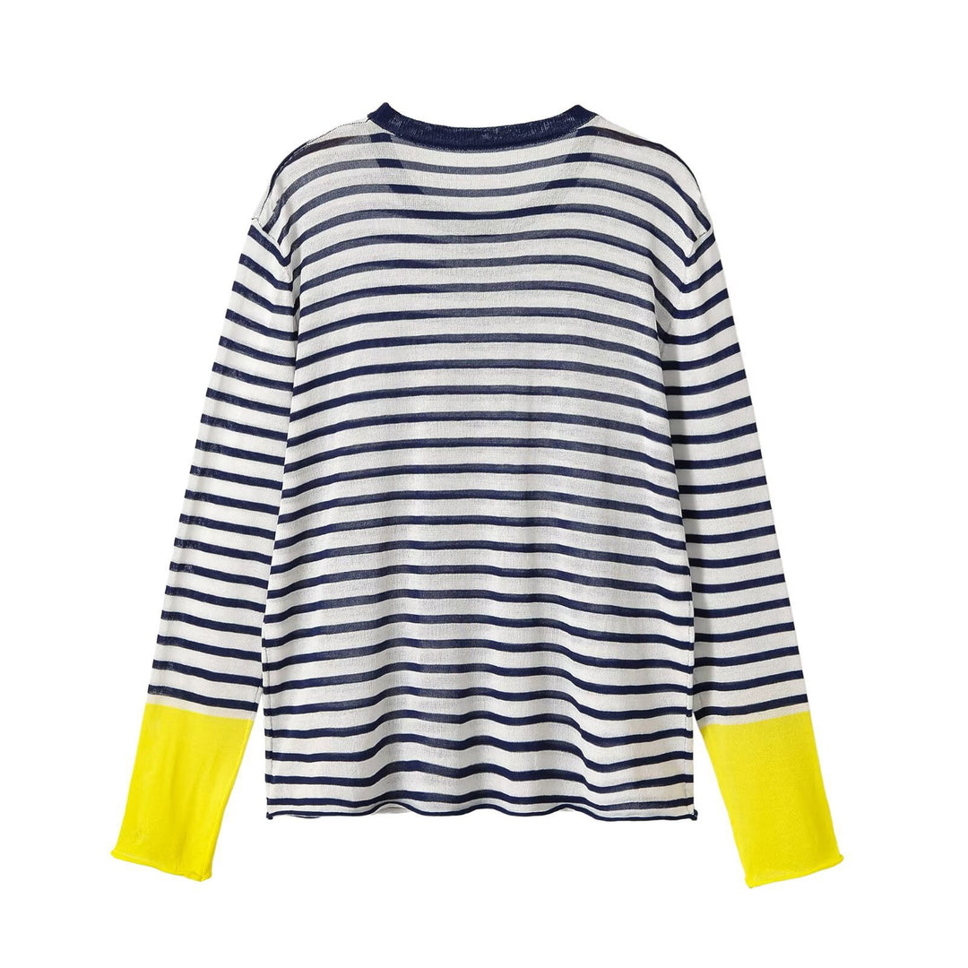 Damen Feinstrick-Longsleeve mit maritimen Querstreifen und kontrastierten Ärmeln Shop Nory