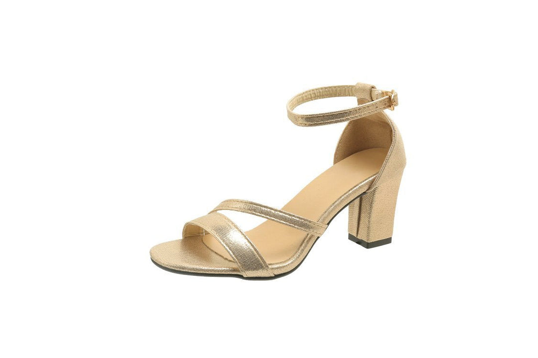 Damen elegante Sandaletten mit breiten Riemen und modischem Blockabsatz