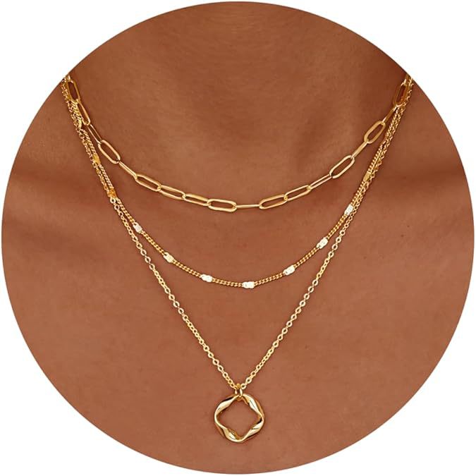 Damen mehrlagige Halskette mit modernem Kreuzanhänger und funkelnden Zirkonia Shop Nory