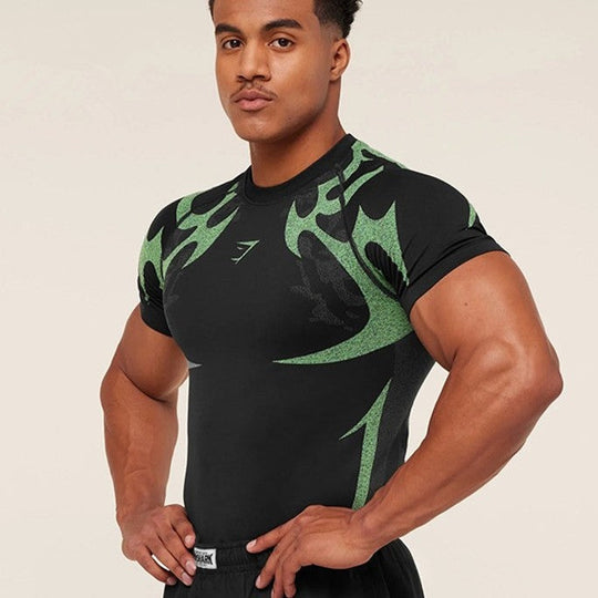 Herren nan nahtloses formgShopnoryendes Funktionsshirt mit Kompressionseffekt und ergonomischen Muskelzonen