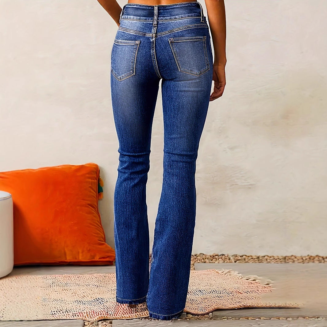 Damen Hochtaillierte Bootcut Jeans