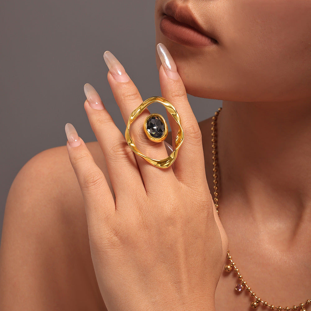 Damenring mit innovativem Design und tschechischem Diamanten Shop Nory