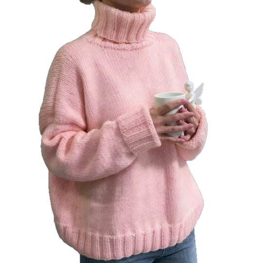 Damen Oversize-Rollkragenpullover im Fluffy-Mix mit breiten gerippten Bündchen Shop Nory