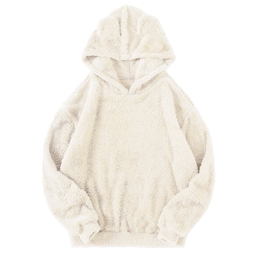 Damen nan kuscheliger Teddy-Hoodie mit Ohren, elastischem Bund und extra weichem Plüsch Shop Nory