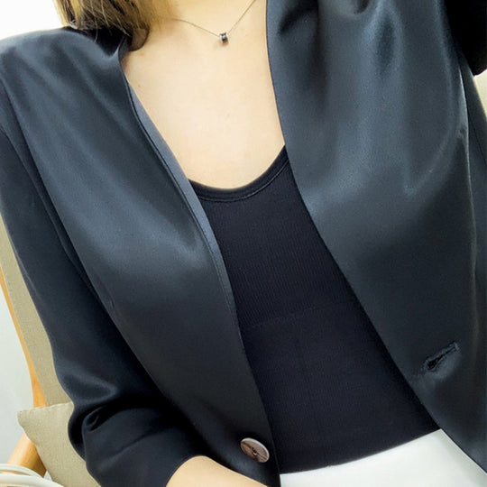 Damen Elegantes, ärmelloses Blazer aus hochwertigem Satin Shop Nory