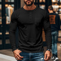 Herren Langarmshirt mit Knopfleiste und Brusttasche