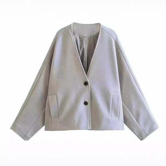 Damen Oversize‑Kurzjacke aus Wollmix mit kastiger Silhouette und Ballonärmeln Shop Nory