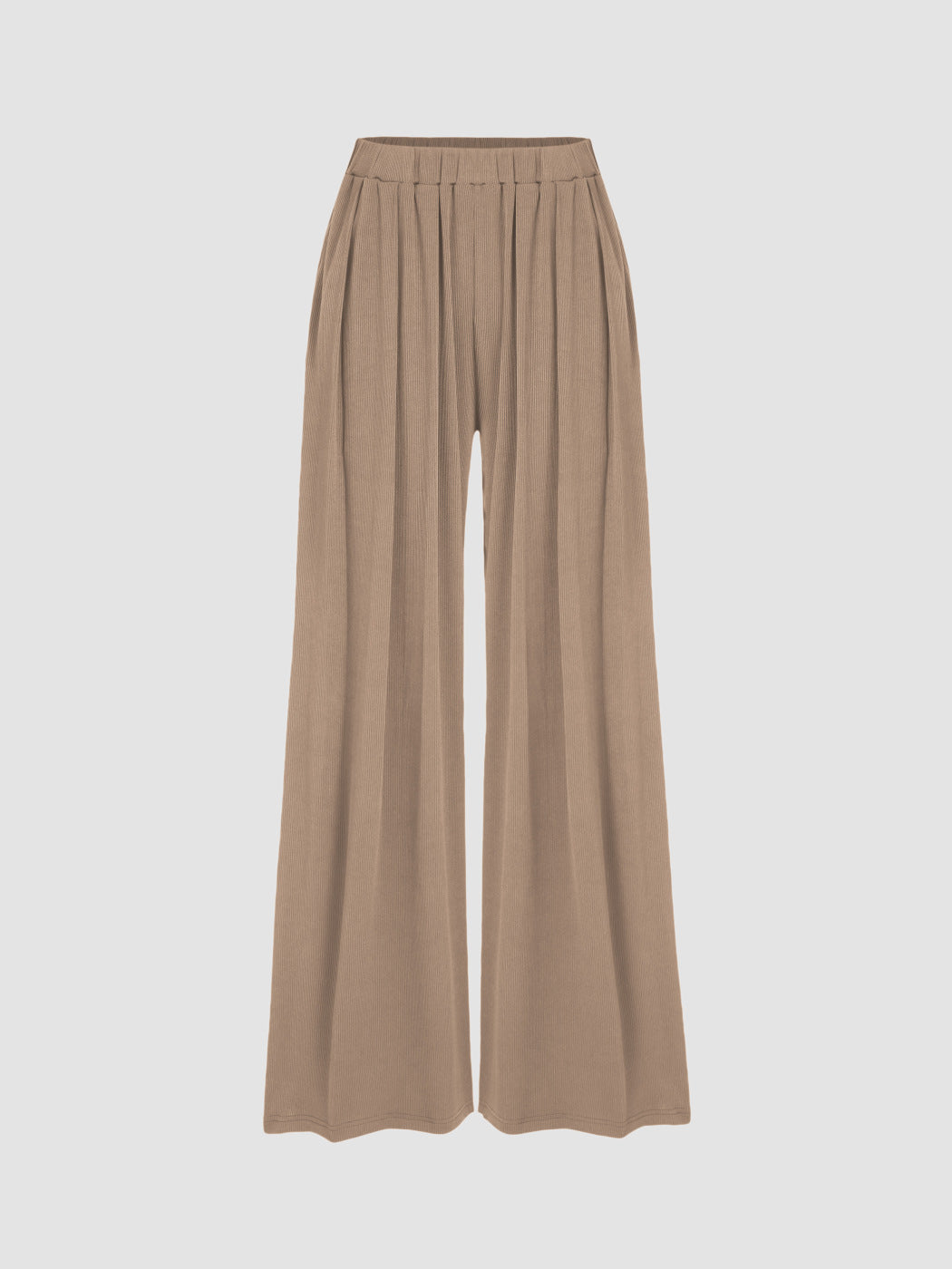 Damen Weite Palazzo-Strickhose mit hohem Elastikbund und feiner Rippstruktur Shop Nory
