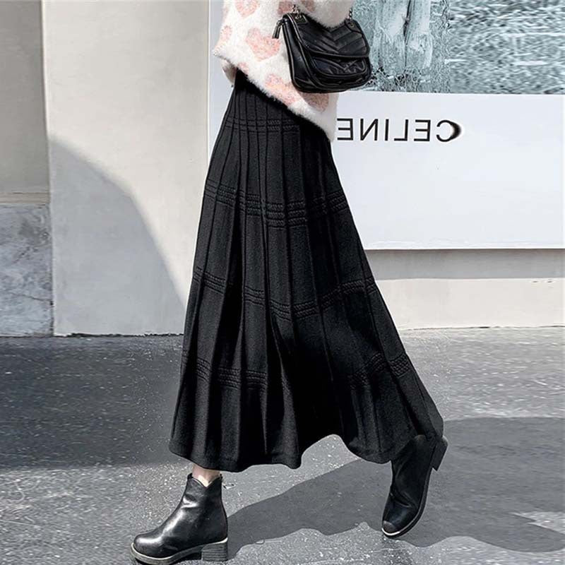 Damen Eleganter Strick-Maxirock Shop Nory