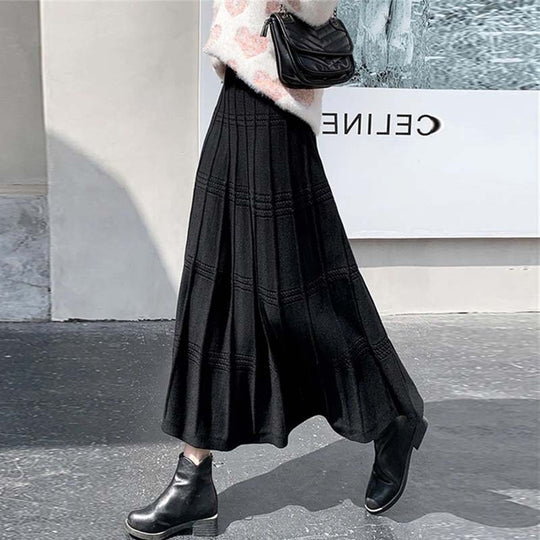Damen Eleganter Strick-Maxirock Shop Nory