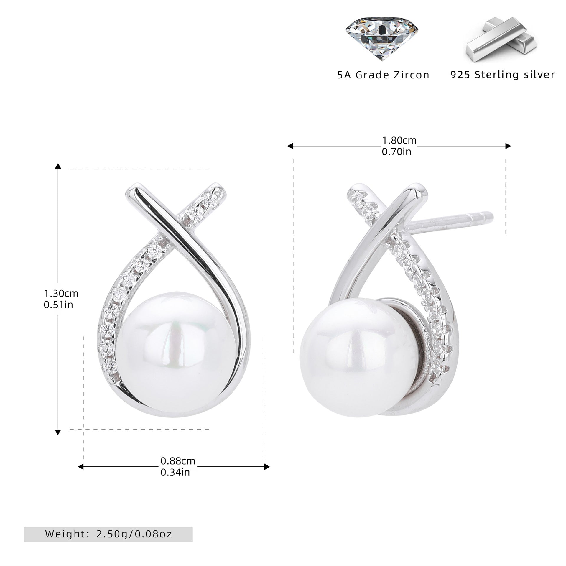 Damen Ohrhänger mit schimmernden Perlen und Zirkonbesatz Shop Nory