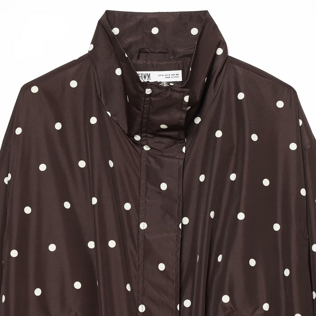 Damen Gepunktete leichte Übergangsjacke mit Funnelkragen und elastischem Saum Shop Nory